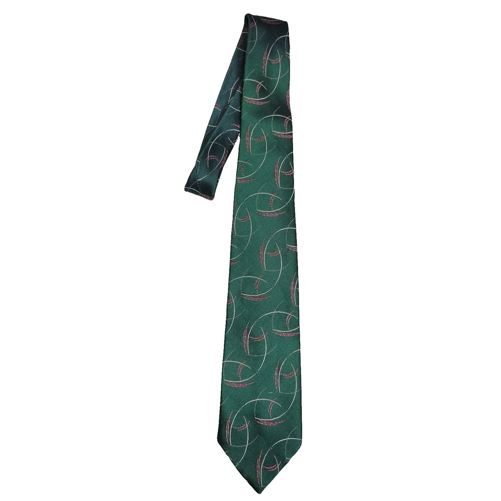 Vintage Polo Ralph Lauren Mens Necktie Green Abstract 100% Silk Made In USA